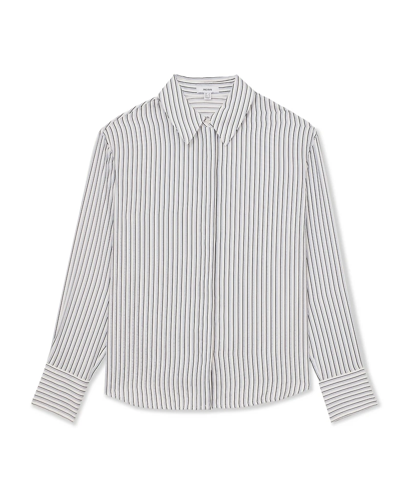 Reiss Women's Stripe Concealed-Placket Shirt