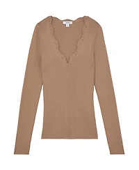 Reiss Women's Crochet-Trim Rib-Knit Top