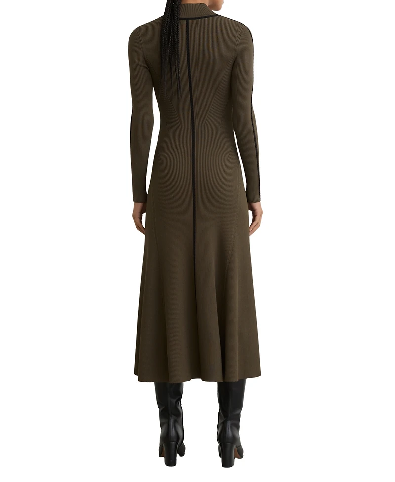 Reiss Women's Contrast-Stitch Knitted Midi Dress