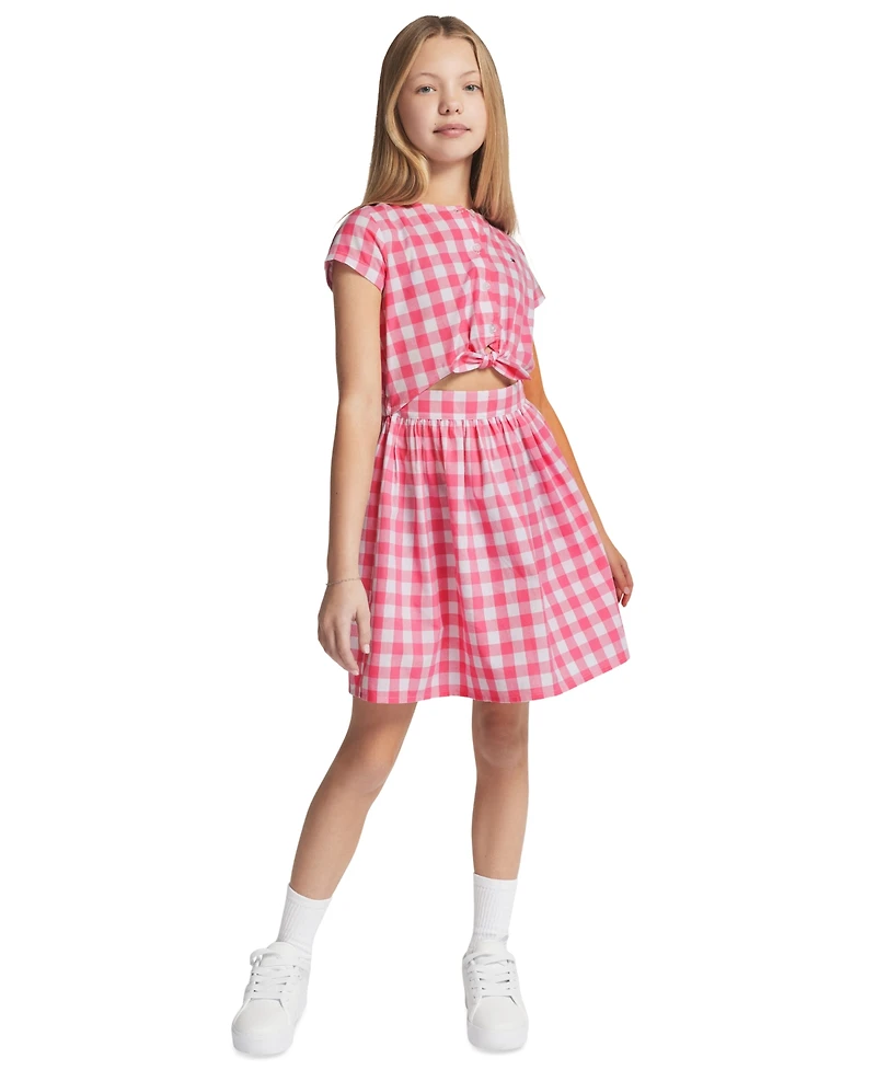Tommy Hilfiger Girls' 7-16 Gingham Round Neck Dress
