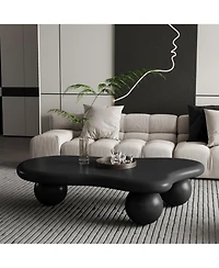 Streamdale Furniture 47 Inch Cloud Shaped Coffee Table with 3 Ball Legs for Living Room