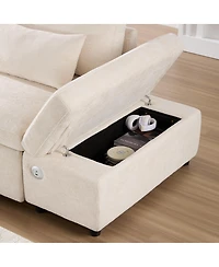 Streamdale Furniture Streamdale 107" Sectional Sleeper Sofa Bed with Pull Out Couch, L-shaped, Usb/Type-c Charging