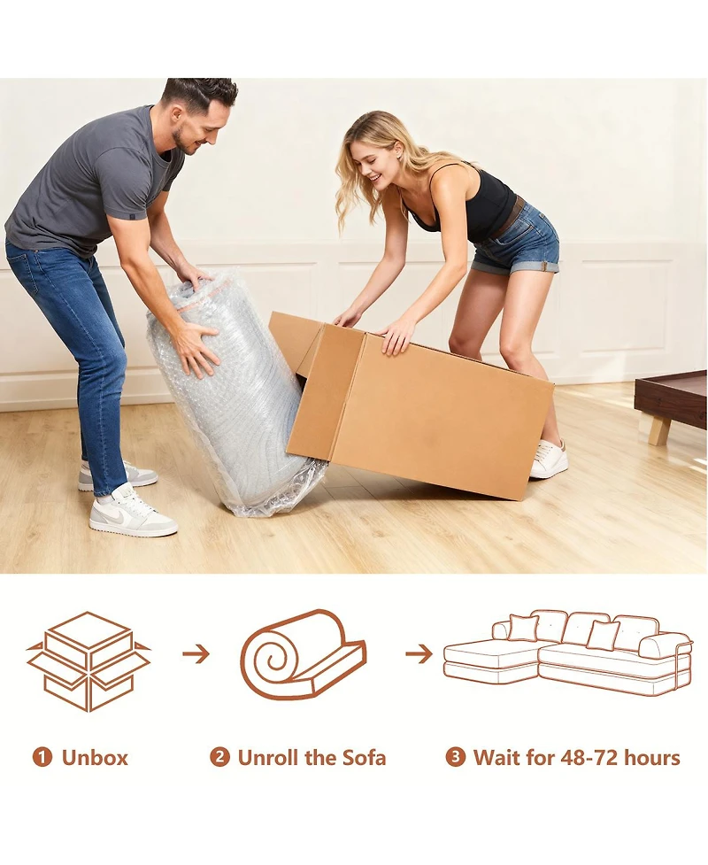 Streamdale Furniture 104" Boneless Chenille Memory Foam Modular Sectional Sofa with Chaise - No Assembly