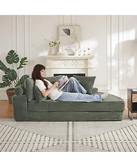 Streamdale Furniture 78.5-Inch Corduroy Semi-Circular 2-in-1 Sofa Bed with Neck Pillow & 5 Throw Pillows