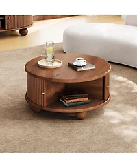 Streamdale Furniture Streamdale Round Fluted Coffee Table with Storage