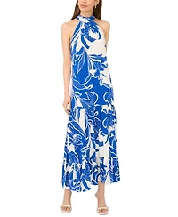 Msk Women's Sleeveless Halter Neck Tiered Maxi Dress