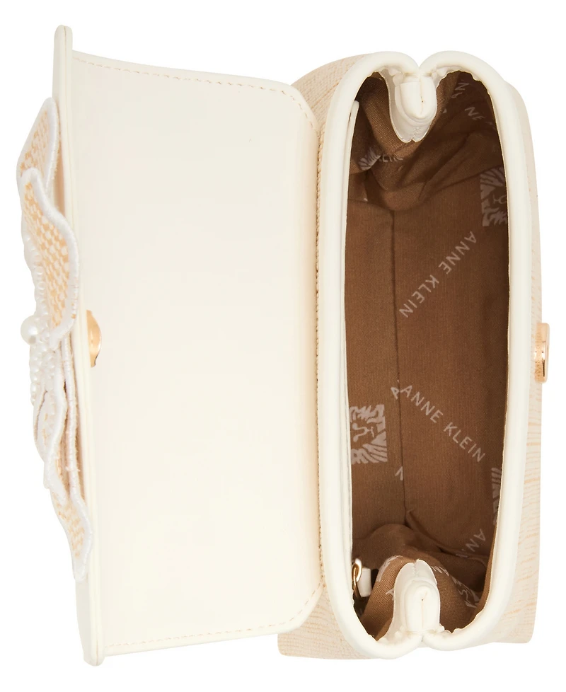 Anne Klein 3D Cultivated Pearl Flower Mini Top Handle Satchel Bag