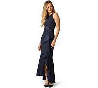 Adrianna Papell Women's Cascading-Ruffle Crepe Gown