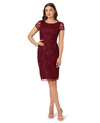 Adrianna Papell Women's Beaded Cap-Sleeve Sheath Dress