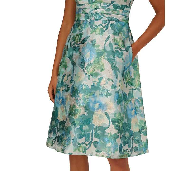 Adrianna Papell Women's Floral Jacquard Midi Dress