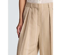 Kenneth Cole Women's High-Rise Fly-Front Pleated Wide-Leg Pants