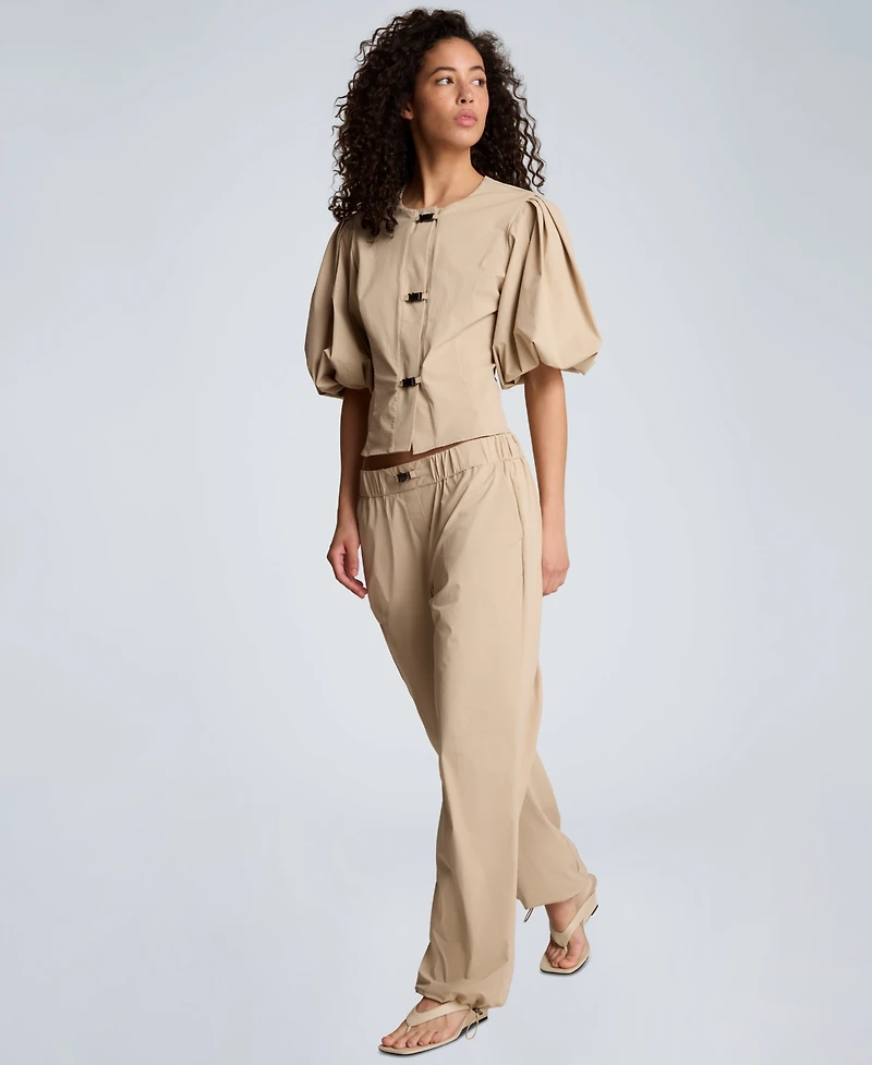 Kenneth Cole Women's Pull-On Wide-Leg Bungee Hem Pants