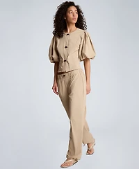 Kenneth Cole Women's Pull-On Wide-Leg Bungee Hem Pants