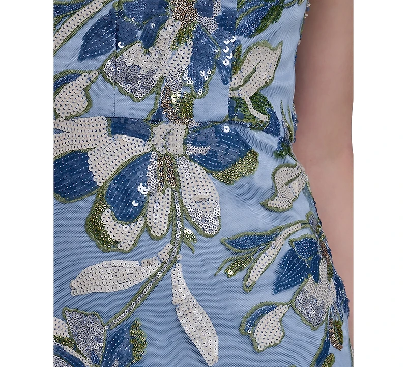 Eliza J Women's V-Neck Floral Sequin Gown