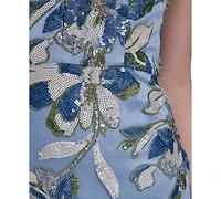 Eliza J Women's V-Neck Floral Sequin Gown