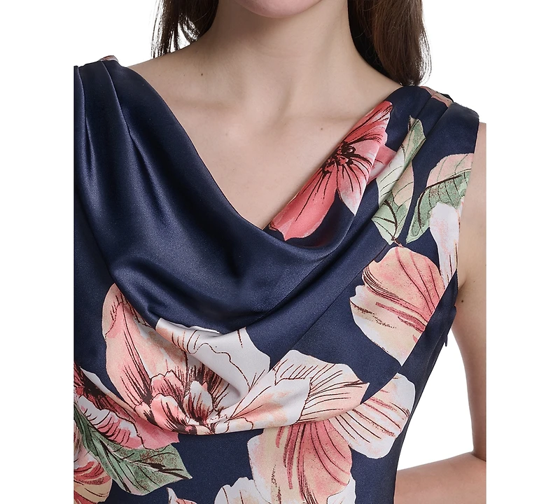 Eliza J Women's Sleeveless Drape Neck Printed Gown