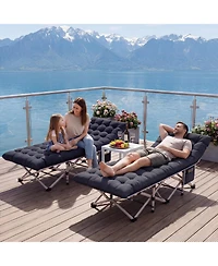 Inolait Adjustable 4-Position Folding Bed, Lounge Chair & Camping Cot with Pillow & Thicked Mattress
