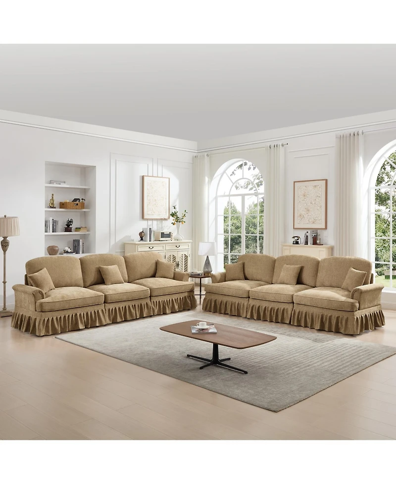 Streamdale Furniture Chenille Sleeper Sofa with Ottomans