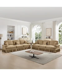 Streamdale Furniture Chenille Sleeper Sofa with Ottomans