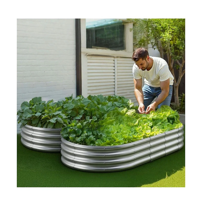 Slickblue Large Outdoor Metal Planter Box Open Bottom Design