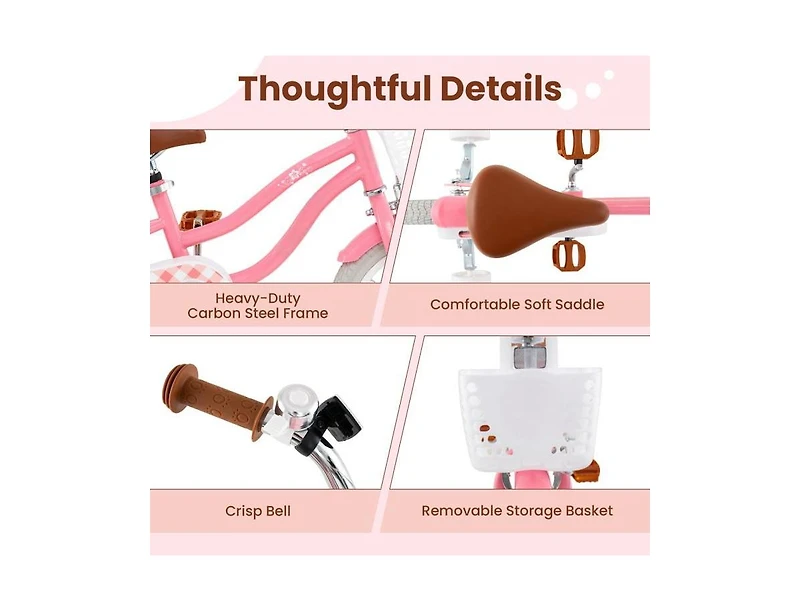 Hongge 18 Inch Kids Bike with Training Wheels and Basket for Boys & Girls-4-8 Years