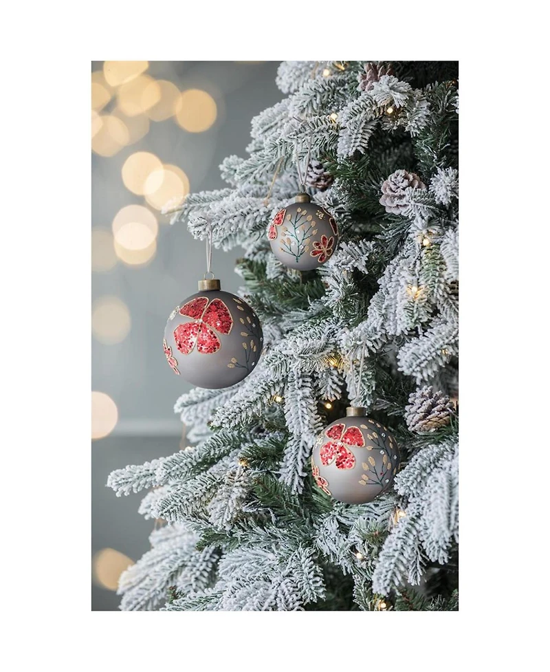 Streamdale Furniture 4.7" Glass Christmas Ball Ornaments Decorative Hanging Tree Ornaments Set of 4