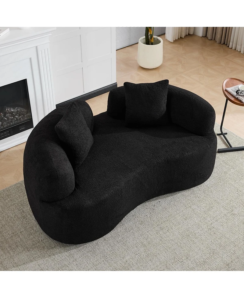 Streamdale Furniture Curved Loveseat Sofa, Teddy Velvet, No-Assembly, 350 lbs Capacity