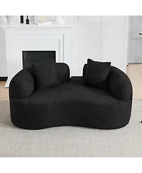 Streamdale Furniture Curved Loveseat Sofa, Teddy Velvet, No-Assembly, 350 lbs Capacity