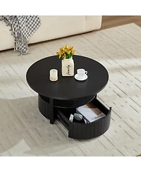 Boyel Living Round Storage Coffee Table with Drawer, Mdf for Room Movie Nights & Snack Organizing