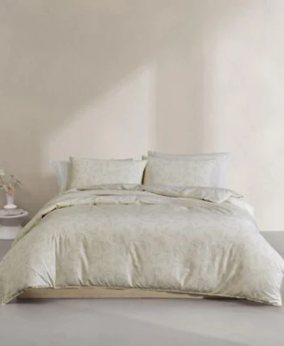 Calvin Klein Yellow Leaves Washed Percale Duvet Cover Set