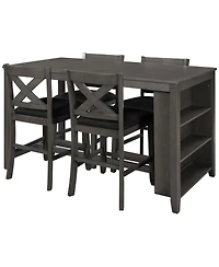 Streamdale Furniture Rustic Farmhouse Counter Height Dining Table Set with 4 Chairs