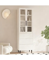 Yigii 70.9" Glass Door Bookshelf 5-Tier Display Cabinet Narrow Storage Bookcase