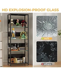 Rainsken Glass Display Shelf with Rgb Led Lights