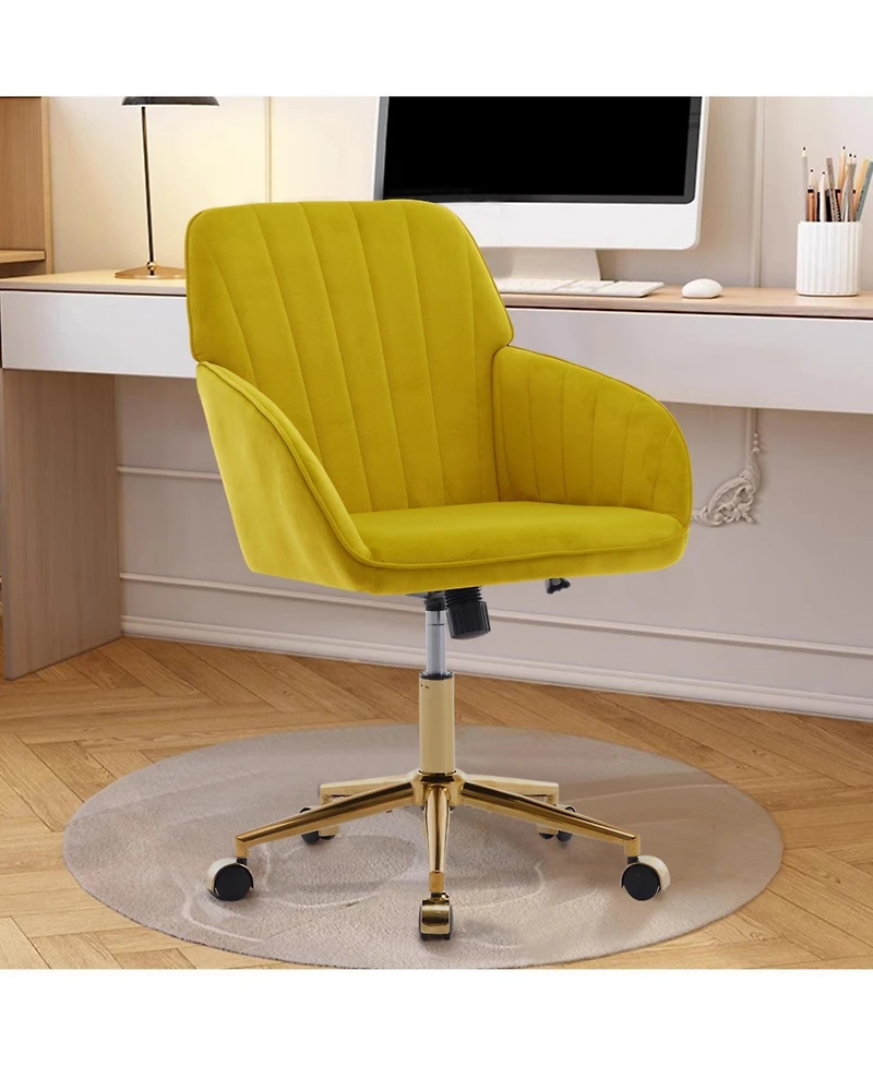 Streamdale Furniture Grand Velvet Ergonomic Office Chair with Luxurious Gold Base