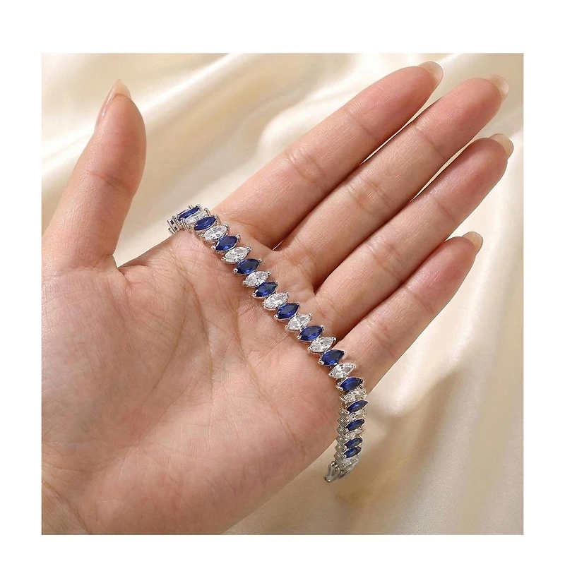 Sterling Silver White Gold Plated Stacked Bracelet