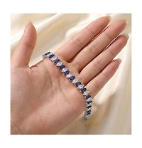 Sterling Silver White Gold Plated Stacked Bracelet