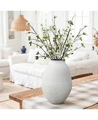 LuxenHome Antique White Cement Bulb Vase, 12.8" Tall Home Accent for Tabletops and Open Shelving