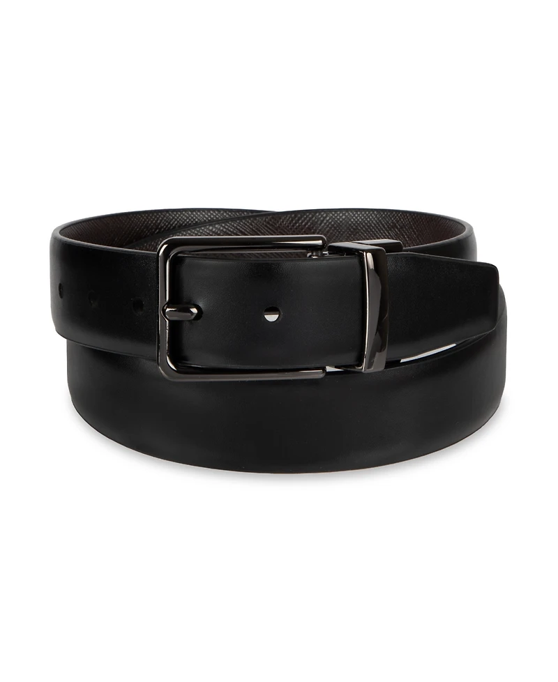 Calvin Klein Boy's S-xl Two-In-One Reversible Smooth-To-Saffiano Dress Belt