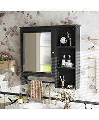 Busdays Wall Mounted Bathroom Storage Cabinet, Medicine Cabinets with large mirror door, adjustable shelves and three open storage levels