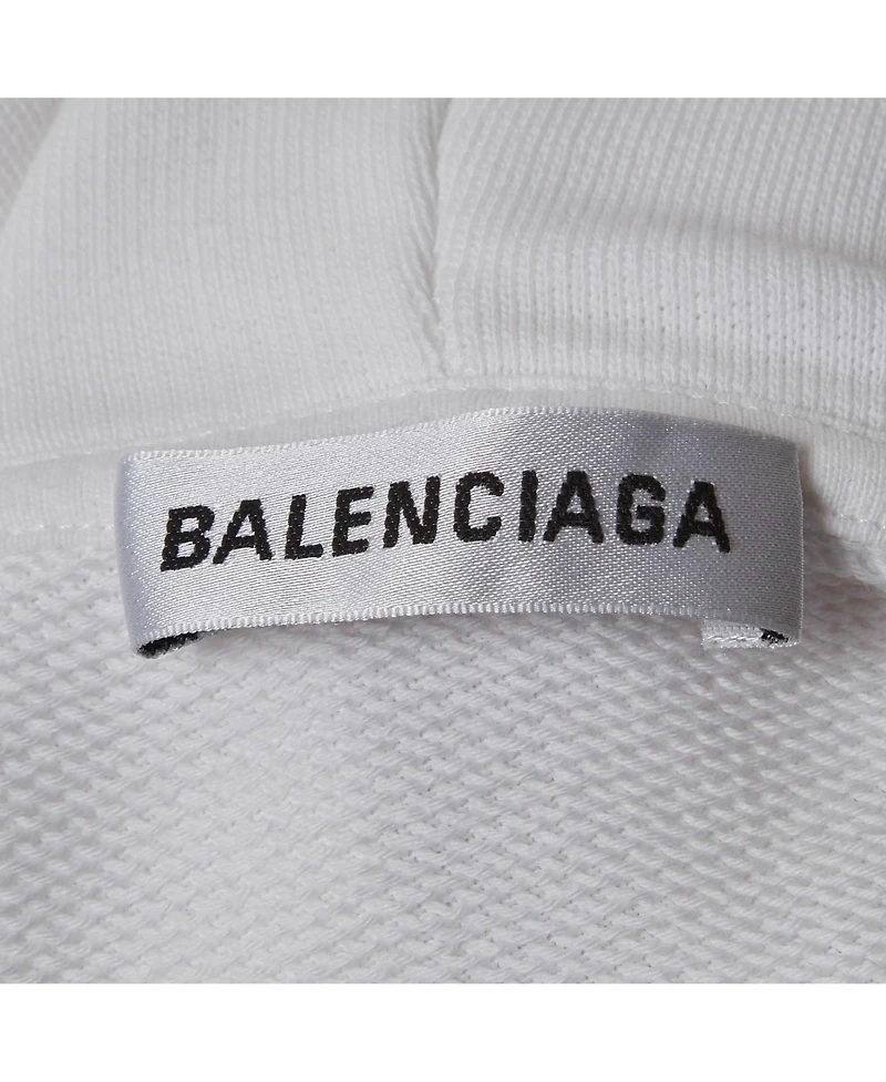 Pre-Owned Balenciaga Men's White Logo Print Cotton Oversized Hoodie