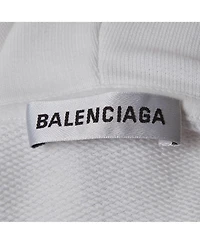 Pre-Owned Balenciaga Men's White Logo Print Cotton Oversized Hoodie