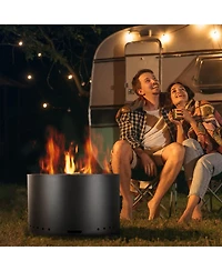 Ecooso 28-Inch Wood Burning Fire Pit with Removable Ash Pan, Stainless Steel Construction