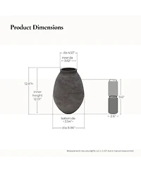 LuxenHome Antique Brown Cement Vase,Tall Rustic Home Accent for Tabletops and Open Shelving