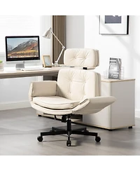 Streamdale Furniture Criss Cross Adjustable Armrests & Wheels Pu Lounge Vanity Desk Chair