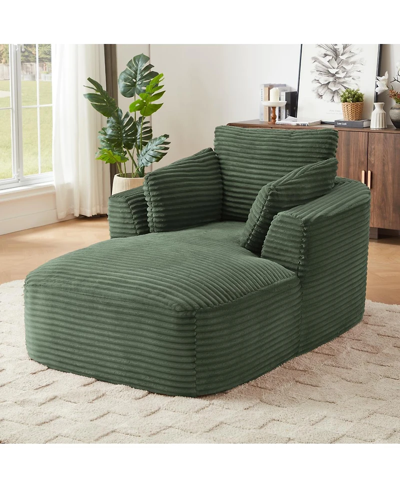 Streamdale Furniture Oversized Corduroy Chaise Lounge Chair - Modern Sofa Couch, No Assembly Required