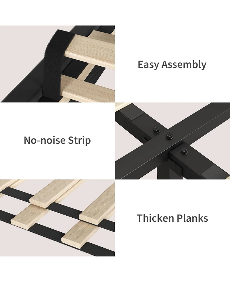 gaomon Velvet Upholstered Platform Bed Frame with Vertical Channel Tufted Headboard, Adjustable Height, Noise Free