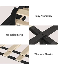 gaomon Velvet Upholstered Platform Bed Frame with Vertical Channel Tufted Headboard, Adjustable Height, Noise Free