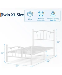gaomon Kids Bed Frame with Headboard & Footboard, Heart-Shaped Metal Platform Bed, Heavy-Duty Steel Slats, Noise-Free, No Box Spring