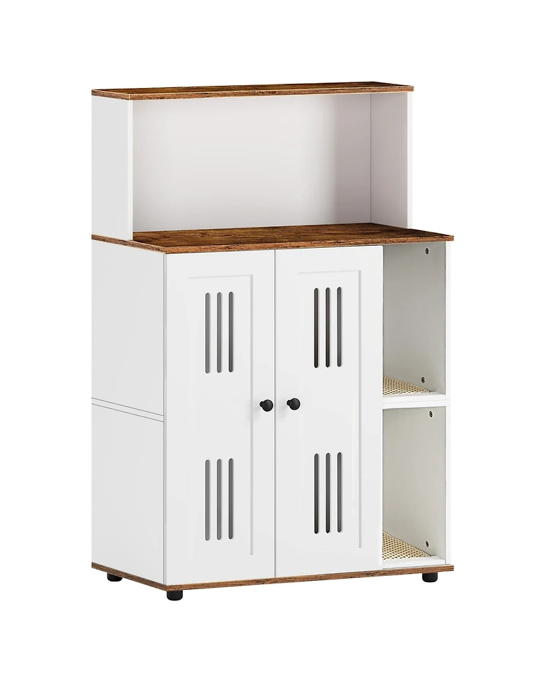 Aostirmotor Double Cat Litter Box Enclosure – Hidden 2-Cat Furniture, Side Cabinet & Washroom