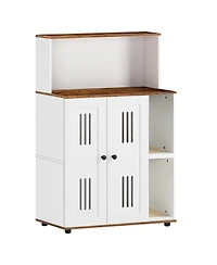 Aostirmotor Double Cat Litter Box Enclosure – Hidden 2-Cat Furniture, Side Cabinet & Washroom